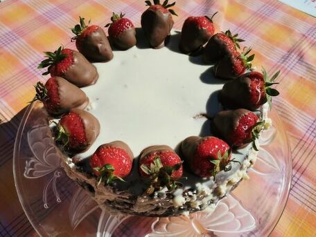 RECIPE MAIN IMAGE Gâteau aux 2 chocolats et fraises