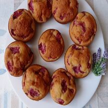 Muffins framboises , pralin .