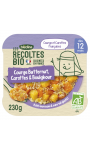 Les récoltes bio assiette courge butternut carottes boulghour dès 12 mois Blédina