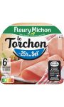 Jambon Le Torchon Cuisiné au bouillon - 25 % de Sel Fleury Michon