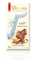 Tablette de chocolat lait noisette biscuit Villars